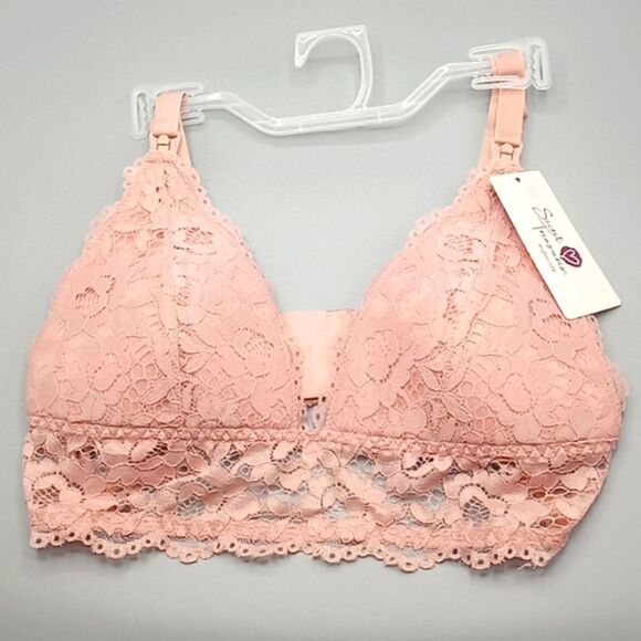 ❤️HP❤️ Womens Lacey Pink Nursing Bralette Size M - Picture 1 of 5
